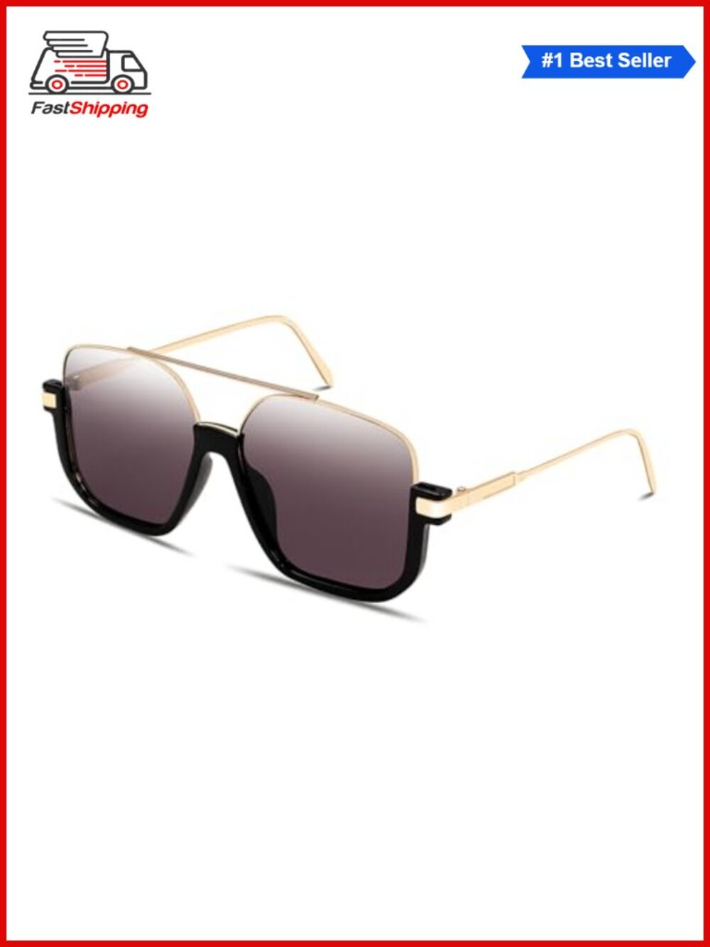 ✨ Oversized Square Aviator Sunglasses 70s Retro Semi-Frame UV400